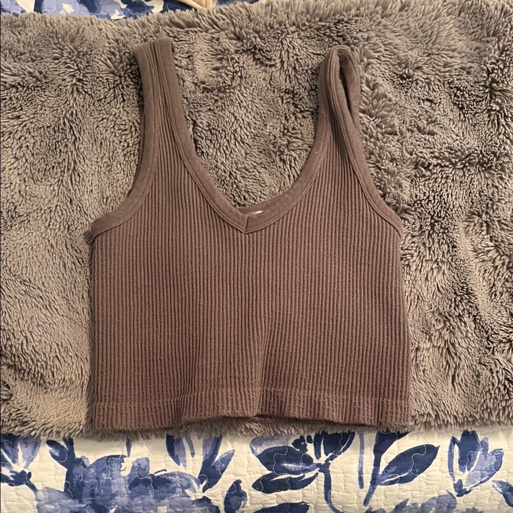 Mono B Chocolate Ribbed Tank Top